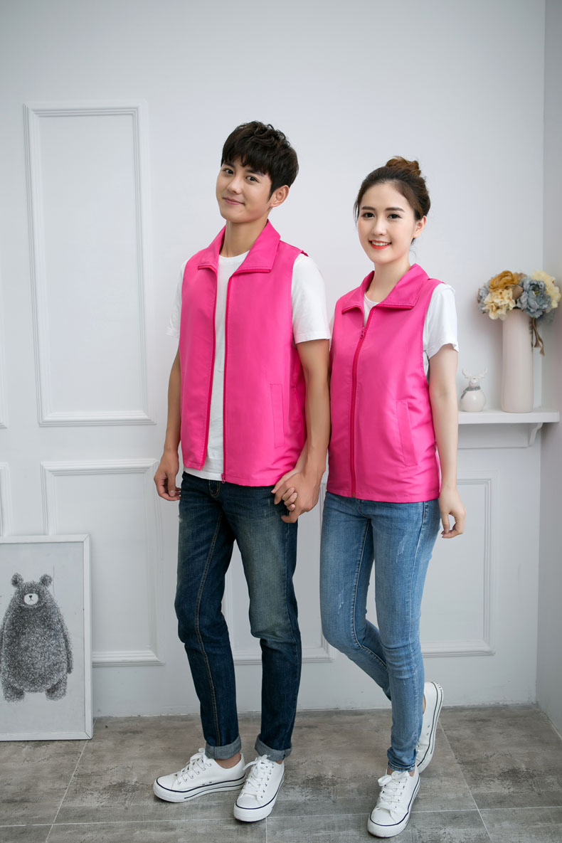 印logo定制志愿者马甲义工工作服公益活动服装v领背心纯棉红马甲(图33)