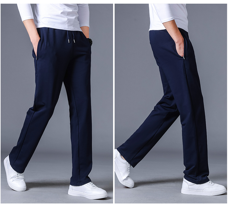 运动裤男休闲裤秋冬季纯棉直筒长裤大码宽松加绒卫裤男春秋跑步裤(图12)