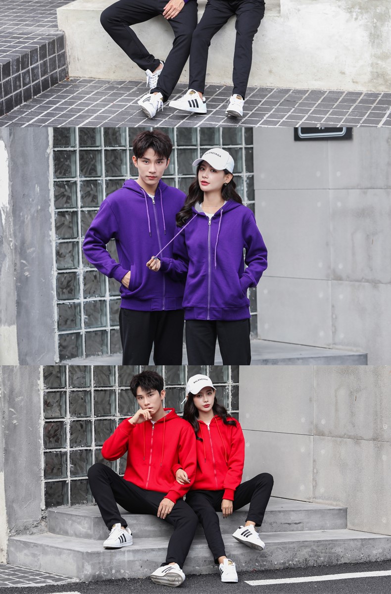 加绒带帽卫衣女工作服秋冬装定制班服团体活动衫男服务员印字diy(图16)