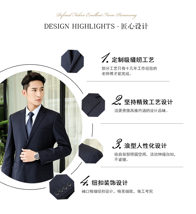 6701# 藏青色70%羊毛料男女西装(图3)