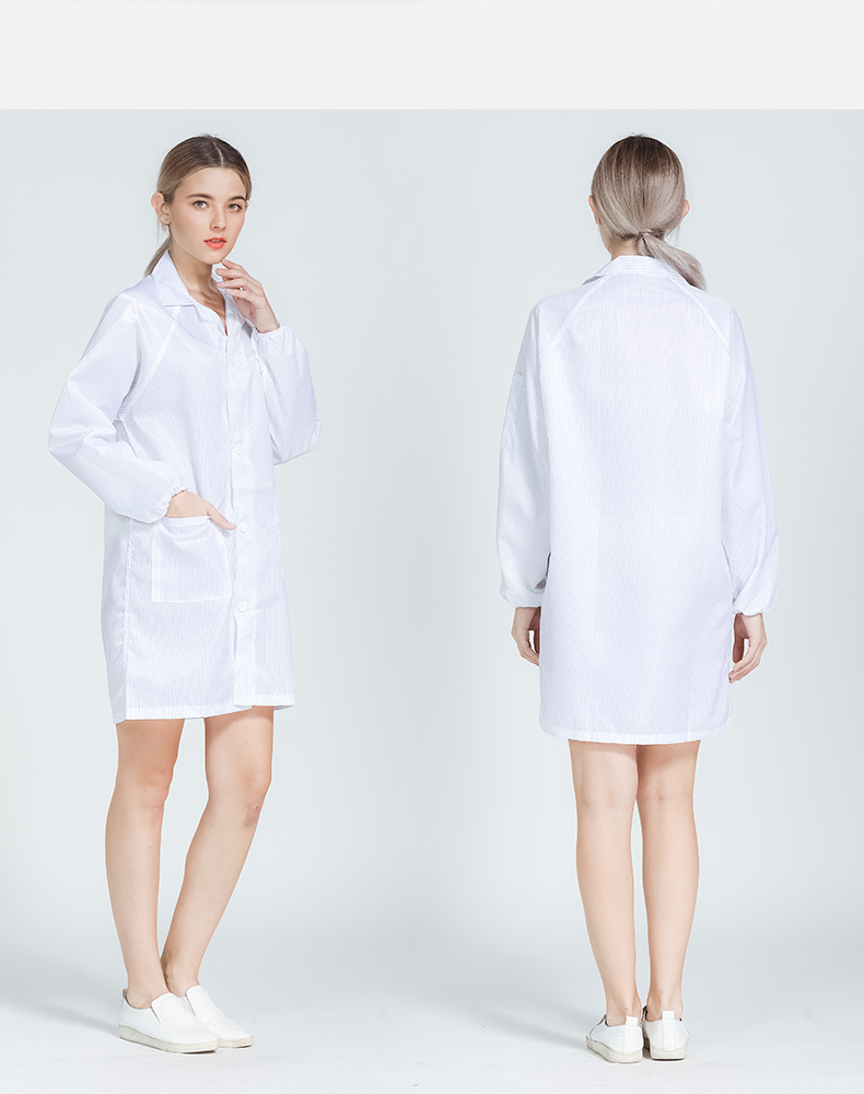 防静电衣服工作服大褂白色无尘防尘电子厂富士康车间蓝色长款连帽(图15)