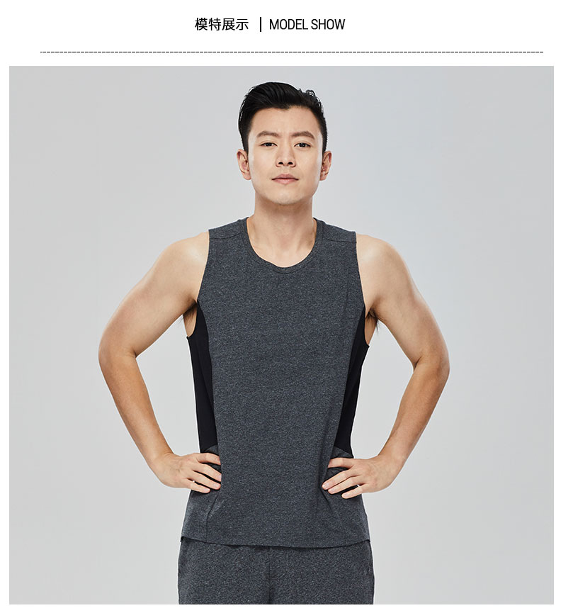 运动T恤男无袖背心透气宽松休闲健身春夏圆领大码(图4)
