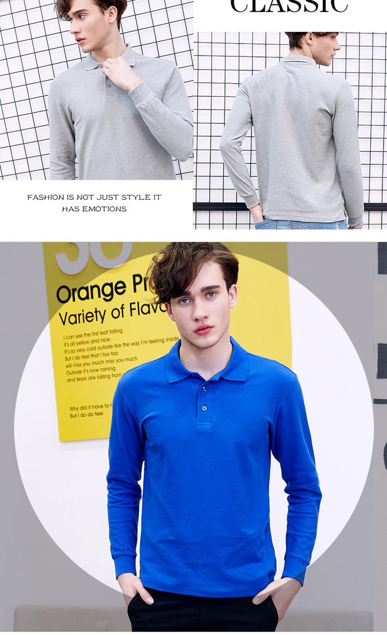 纯棉长袖polo衫diyt恤定制logo翻领 工作服 订做广告衫印字刺绣(图6)