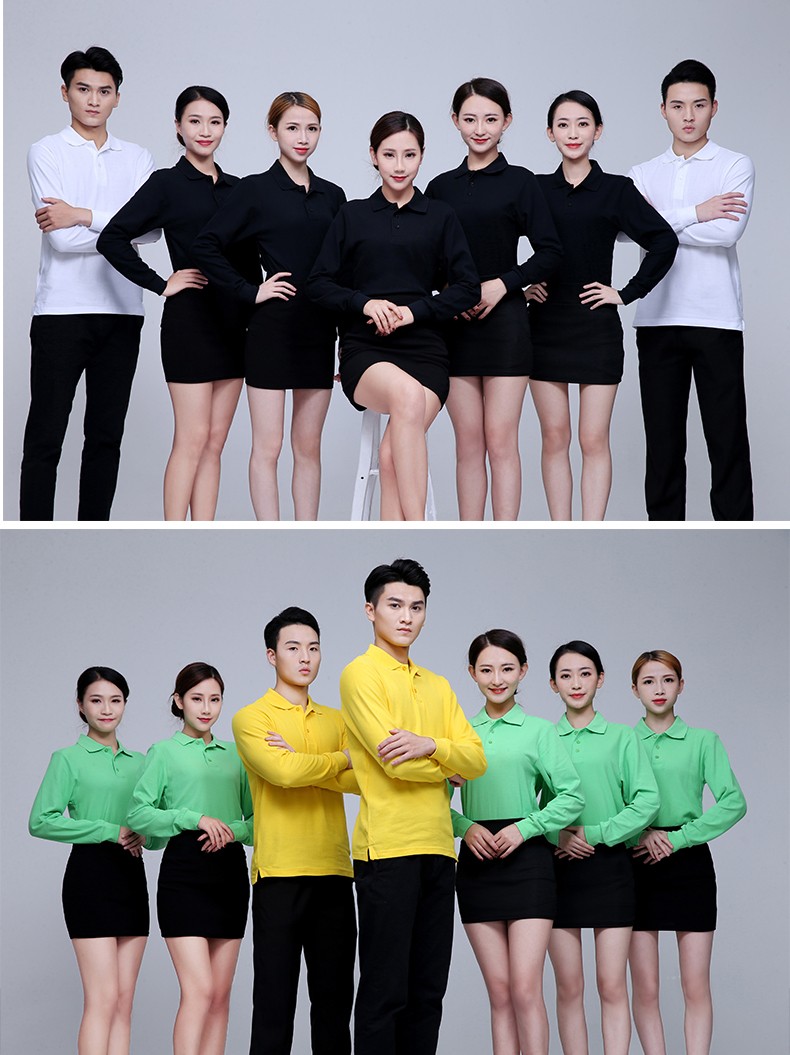 纯棉长袖polo衫diyt恤定制logo翻领 工作服 订做广告衫印字刺绣(图14)