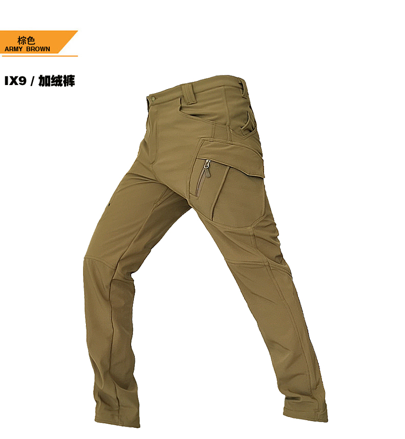 户外软壳冲锋裤男冬季加绒保暖防水抓绒裤秋冬登山战术裤(图12)