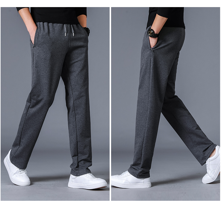 运动裤男休闲裤秋冬季纯棉直筒长裤大码宽松加绒卫裤男春秋跑步裤(图9)