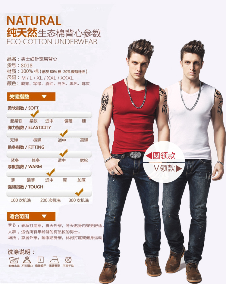 1575180147774280.jpg 男士背心无袖t恤纯棉健身运动紧身打底砍袖宽肩夏季青年修身型(图5)