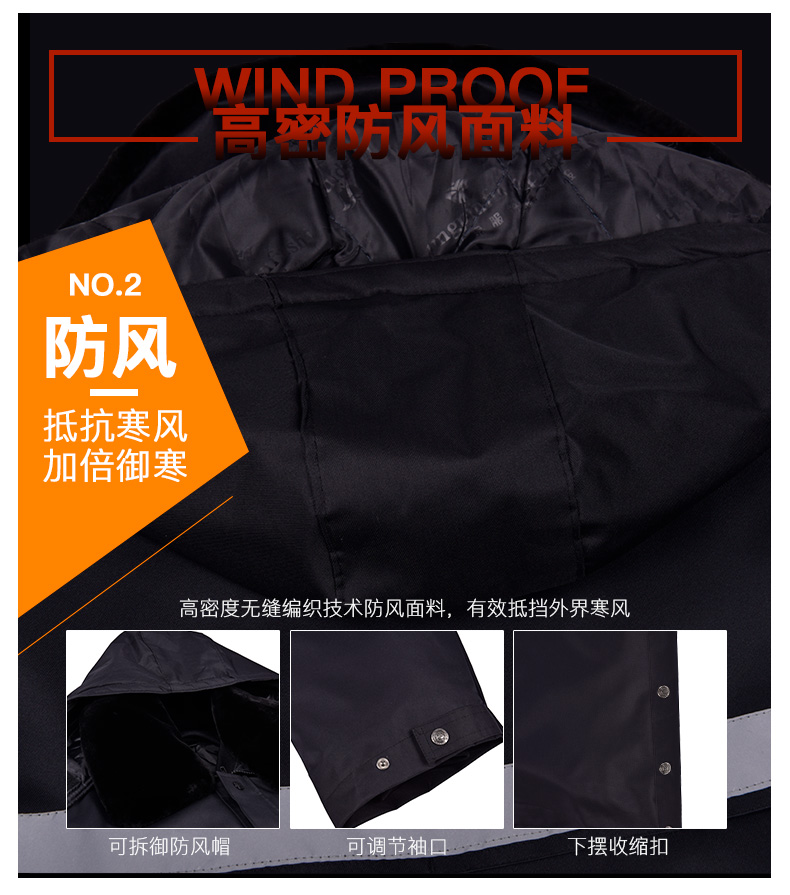 保安棉衣男冬季加厚工作服反光条棉服保安服冬装多功能大衣防寒服(图9)