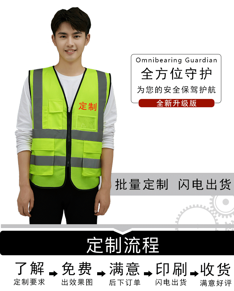反光背心多口袋交通施工马甲印字环卫反光衣骑行警示安全服定制(图2)