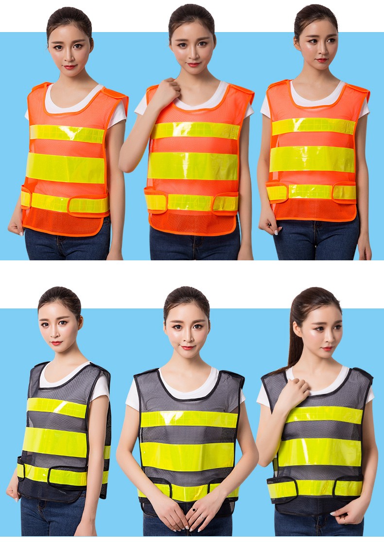 透气网状反光背心马甲定制印字安全服环卫交通骑行工地施工人荧光网驾校(图4)