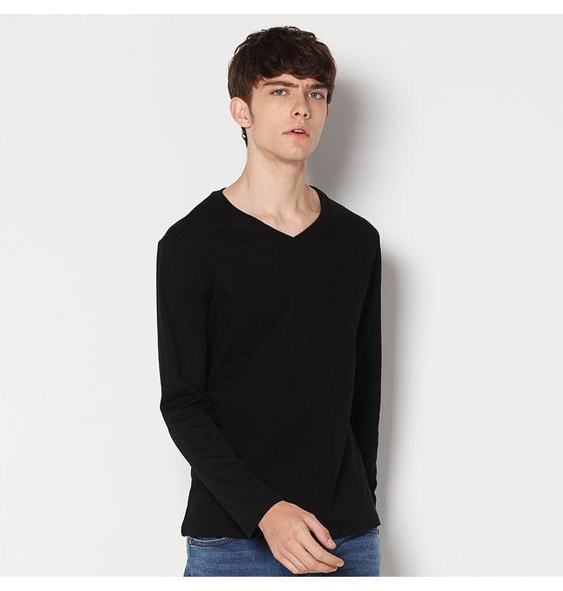 情侣款男士纯色倒三角LOGO长袖T恤(图5)