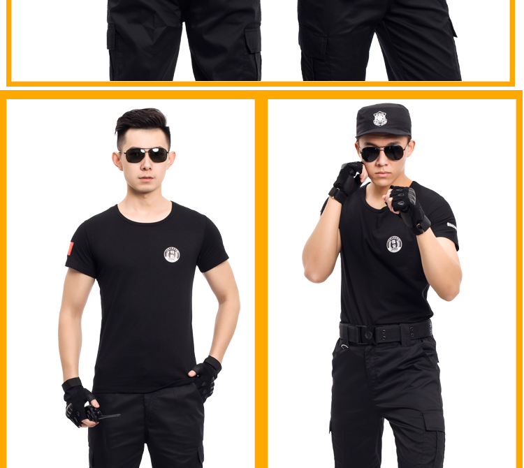 1577433354743798.jpg 夏季保安短袖作训服T恤DIY定制刺绣吸汗工作服户外物业安保服套装(图8)