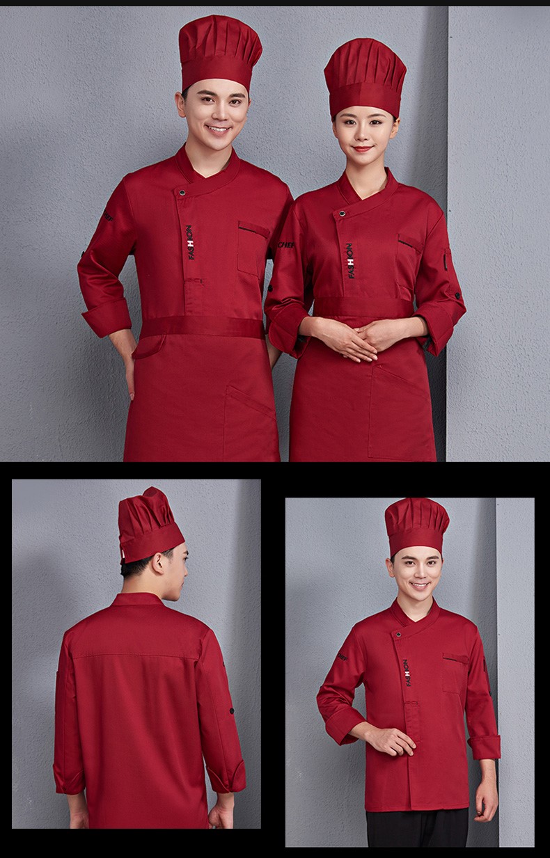 厨师工作服男长袖潮流厨衣定制西餐酒店厨房厨师服短袖夏季七分袖(图18)