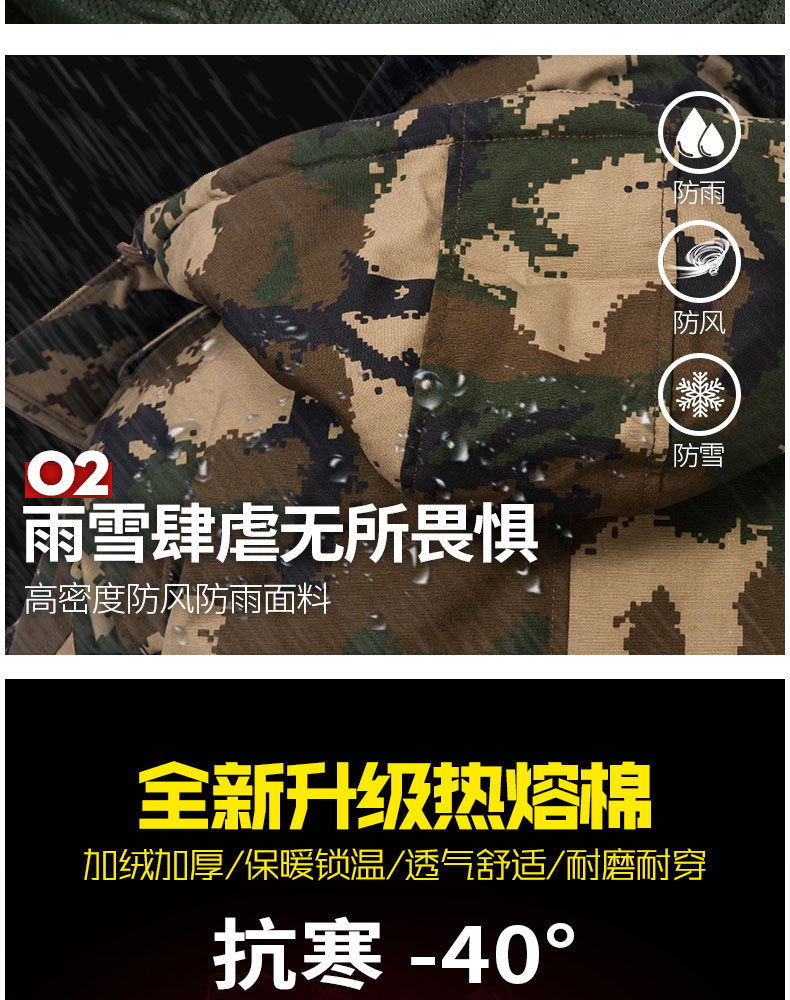 军大衣男冬季加厚中长款荒漠迷彩加绒劳保棉袄冷库防寒棉服大衣女(图5)