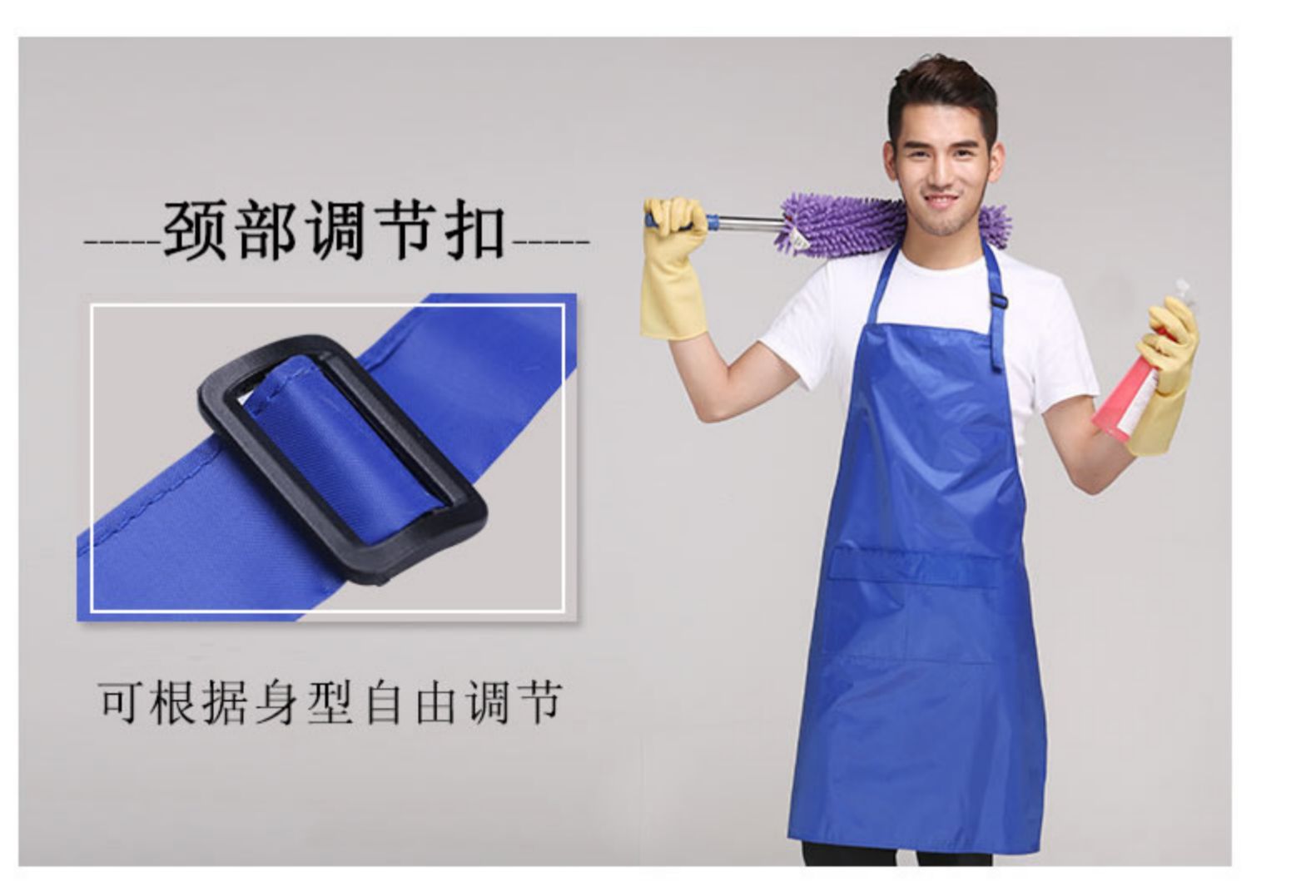 围裙 防水PVC厨房简约工作服韩版时尚防水厨师围裙男女定制(图8)