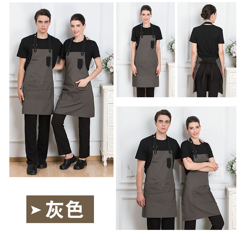 韩版时尚帆布牛仔围裙定制logo印字奶茶店咖啡师烘焙画画工作服女(图8)
