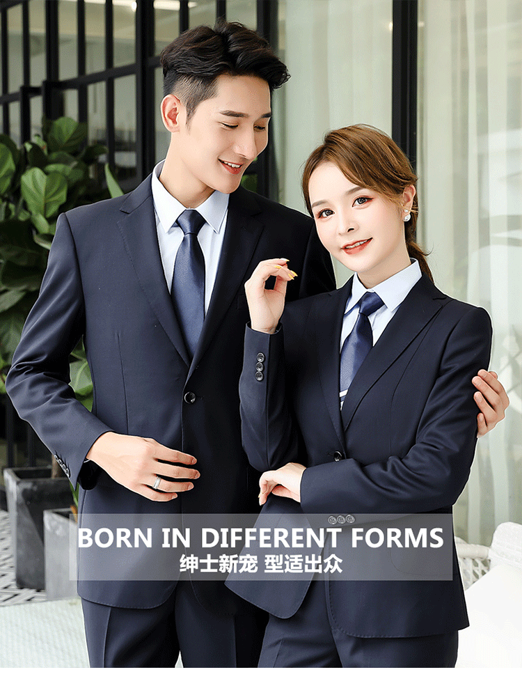 6701# 藏青色70%羊毛料男女西装(图1)