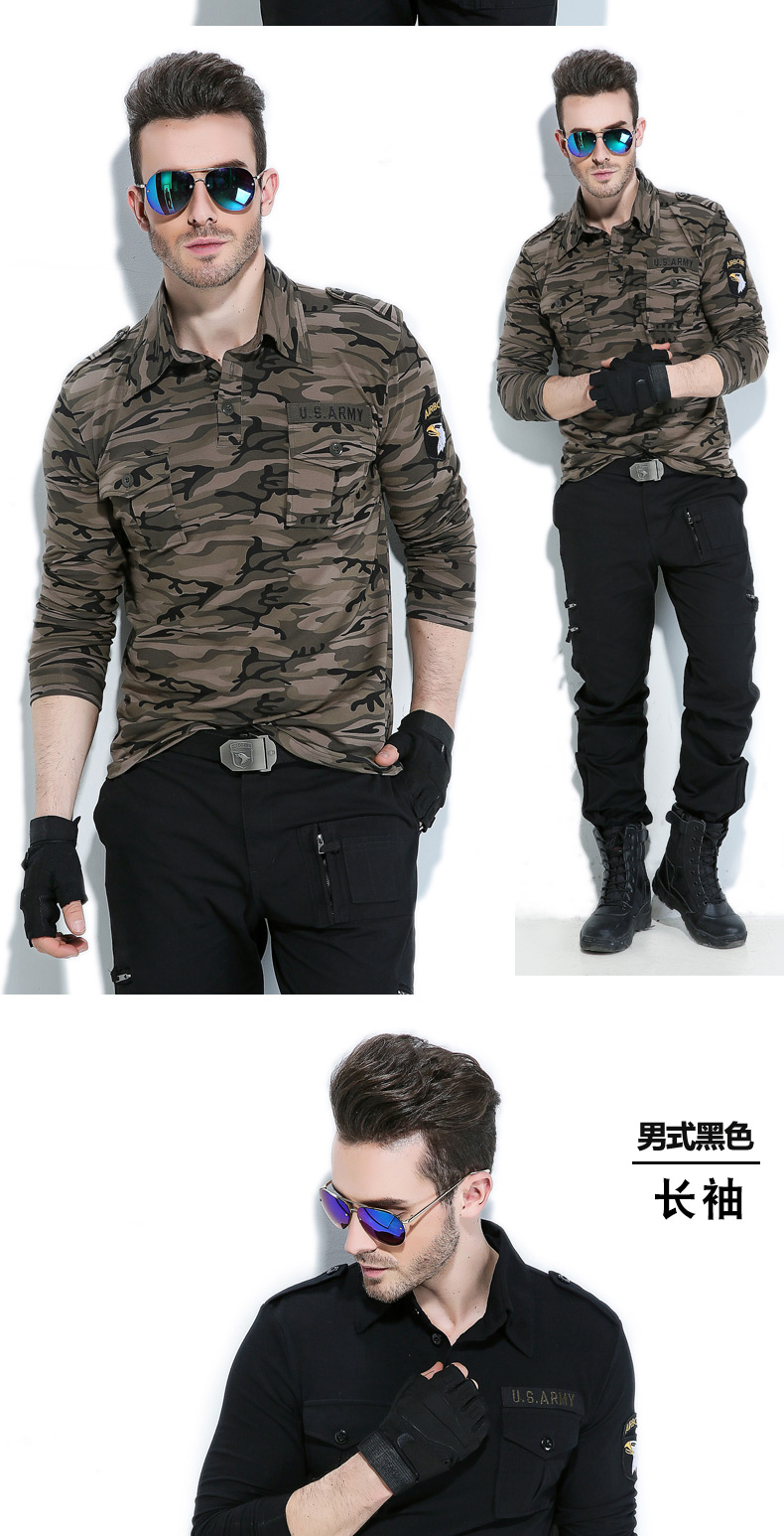 夏季迷彩短袖女显瘦上衣新款修身翻领t恤水兵舞服宽松军迷军装男(图20)