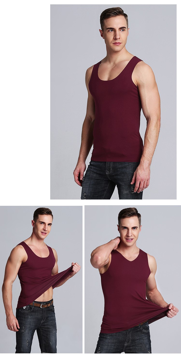 1575179552714430.jpg 夏季无痕背心无袖坎肩t恤跨栏v领潮男马甲 薄款紧身打底宽肩运动(图11)