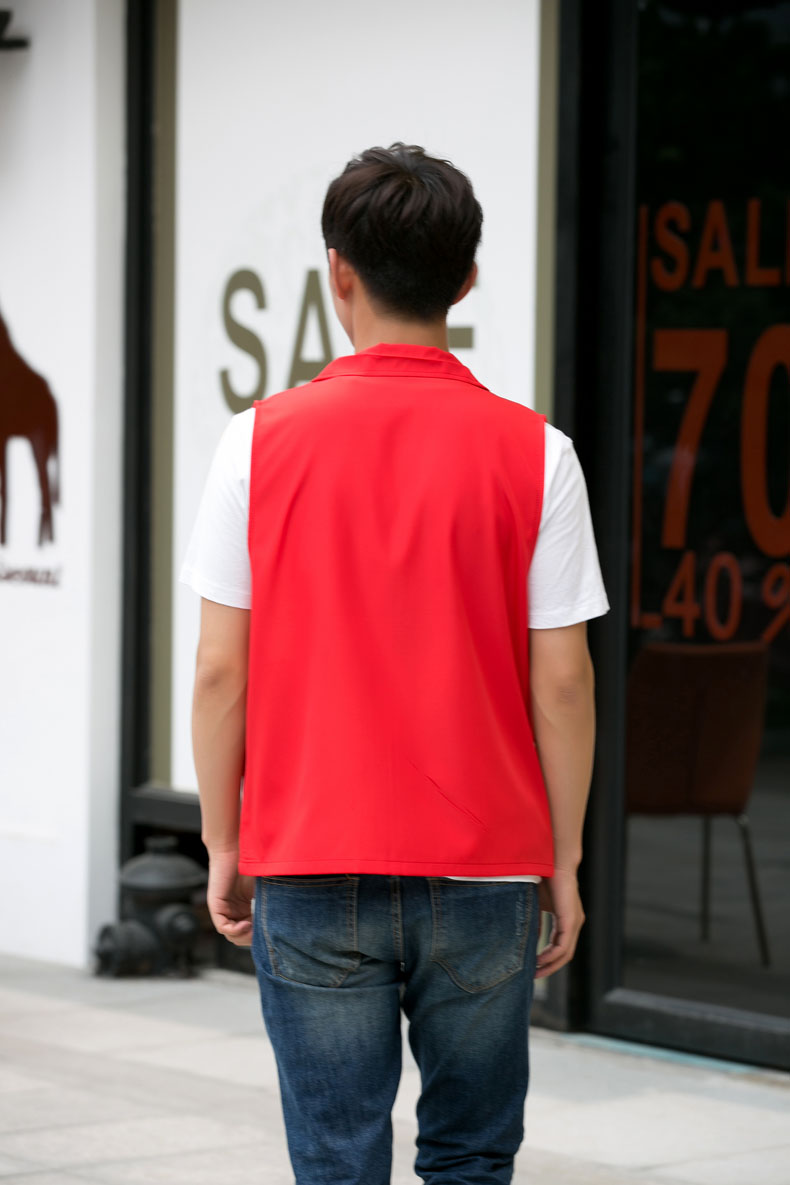 印logo定制志愿者马甲义工工作服公益活动服装v领背心纯棉红马甲(图66)