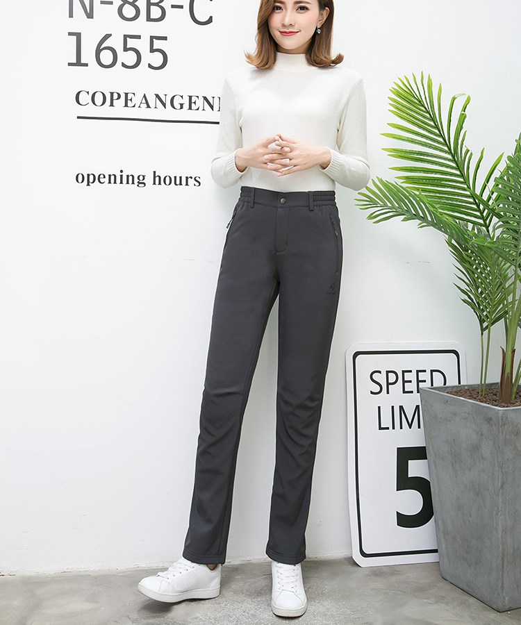 秋冬季户外抓绒软壳冲锋裤女加绒加厚防水防风寒滑雪裤男大码宽松(图10)