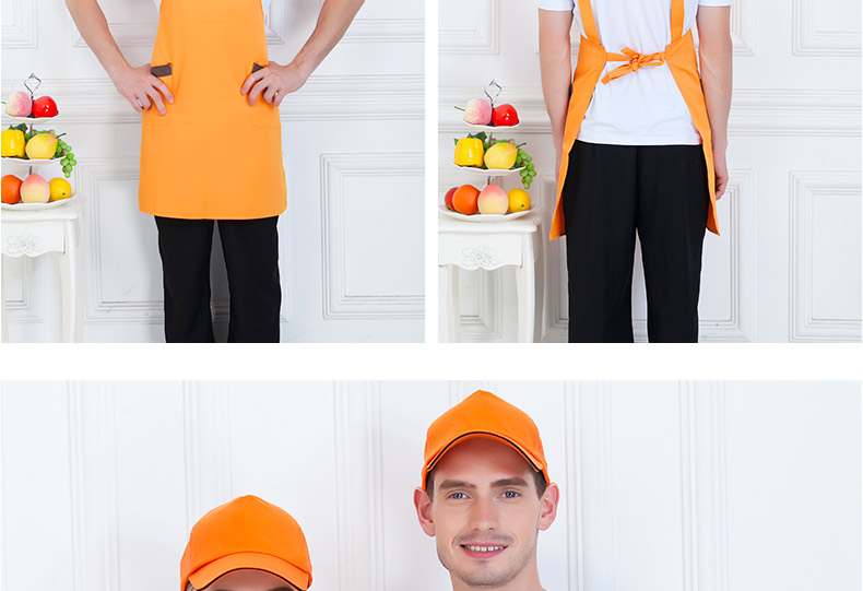 韩版围裙定制logo广告超市厨房家用工作水果奶茶店服务员围腰印字(图16)