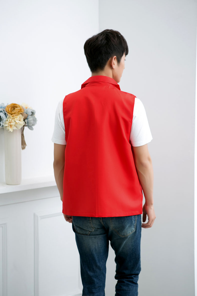 印logo定制志愿者马甲义工工作服公益活动服装v领背心纯棉红马甲(图49)