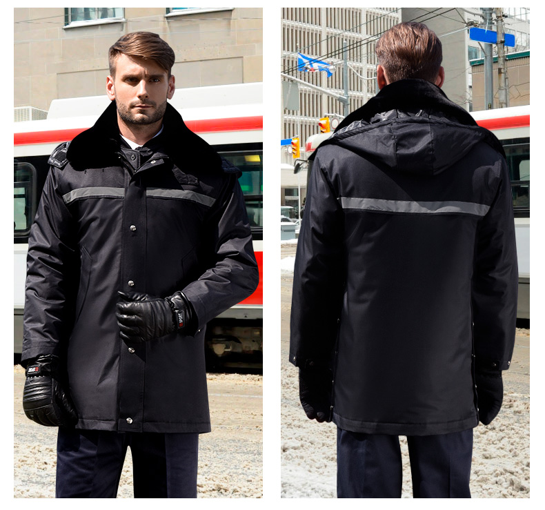 保安棉衣男冬季加厚工作服反光条棉服保安服冬装多功能大衣防寒服(图21)