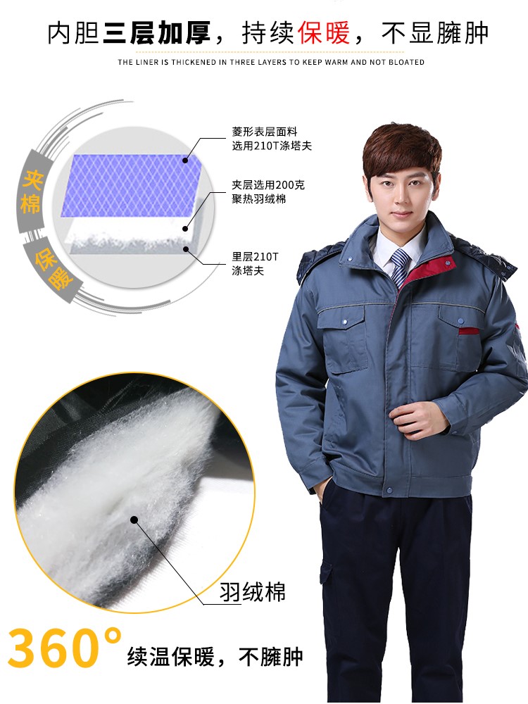 工作服棉衣冬季加厚防寒外套男棉袄冷库保暖棉服秋工装劳保服定制(图3)