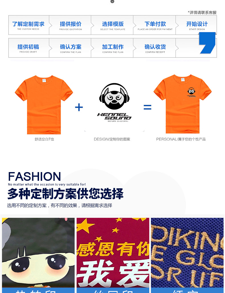 短袖t恤纯棉班服演出活动广告衫夏季男女团体工作服定制(图4)