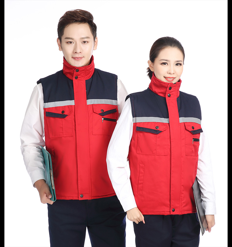 冬季建筑工地工人工厂仓储反光条背心男女环卫工程保暖棉马甲(图11)