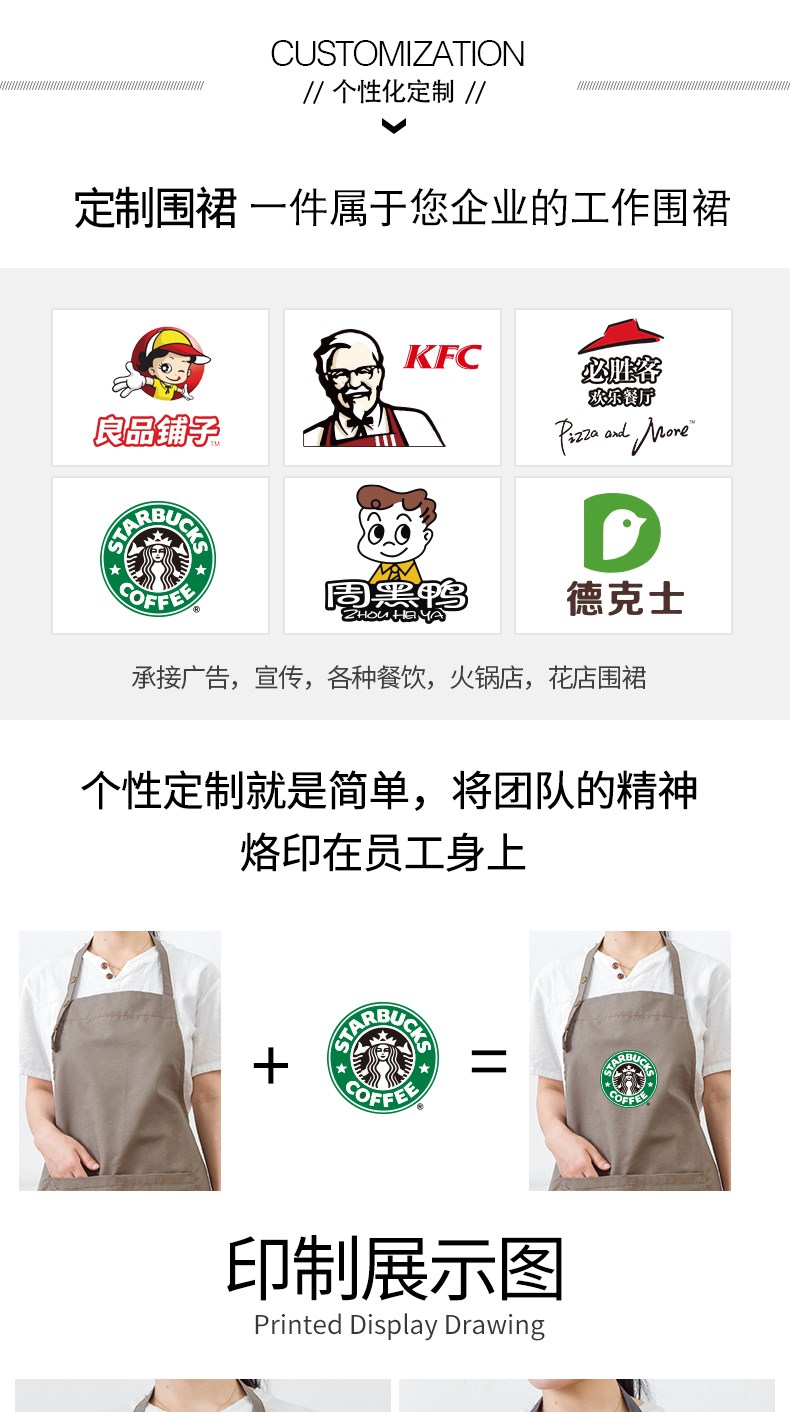 帆布牛仔布料围裙韩版时尚厨房l加厚ogo定制劳保工业工作围裙男女(图19)