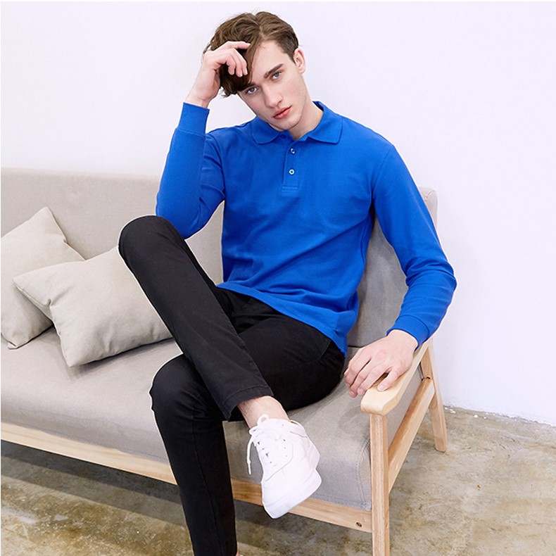 纯棉长袖t恤polo衫定制logo翻领工作服定做diy广告文化衫印字刺绣(图7)