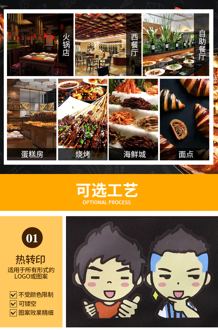 围裙定制logo印字时尚女订做家用超市奶茶店餐饮厨房工作服围腰男(图2)
