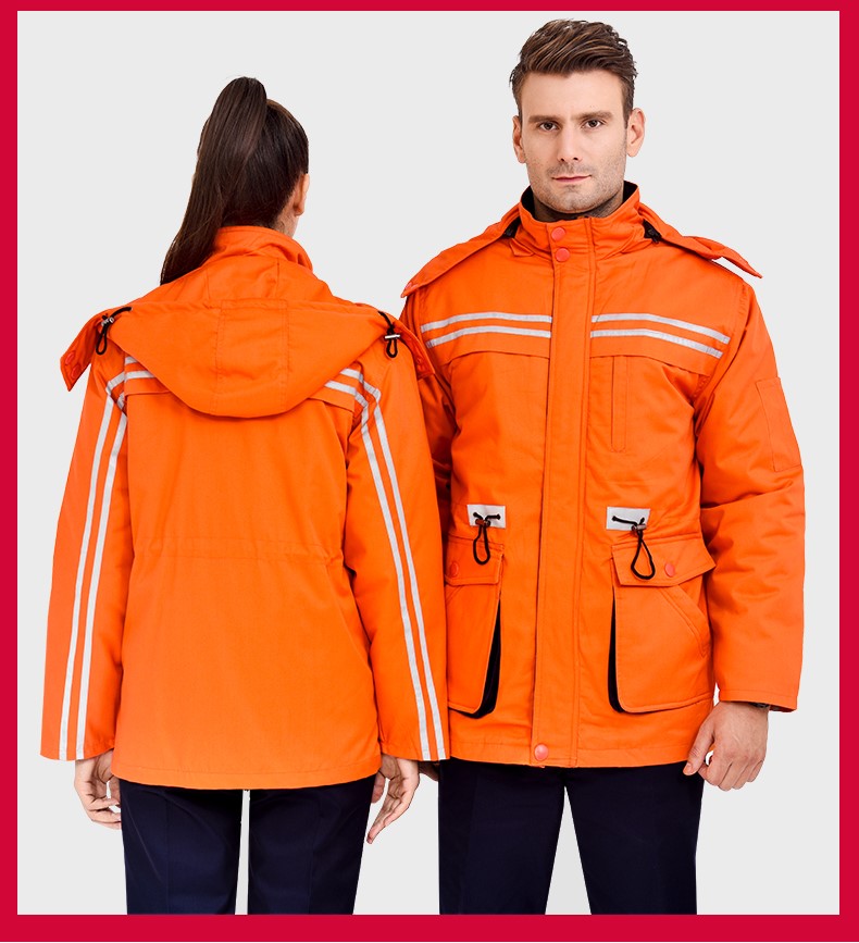 冬季工作服棉衣男加厚反光条劳保服羽绒棉袄耐磨大口袋防寒服冬装(图17)