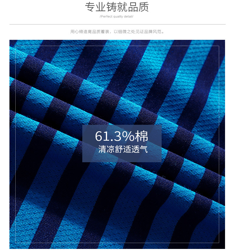 t恤男短袖V领条纹体恤新款夏季中年半袖男休闲爸爸装打底衫(图3)