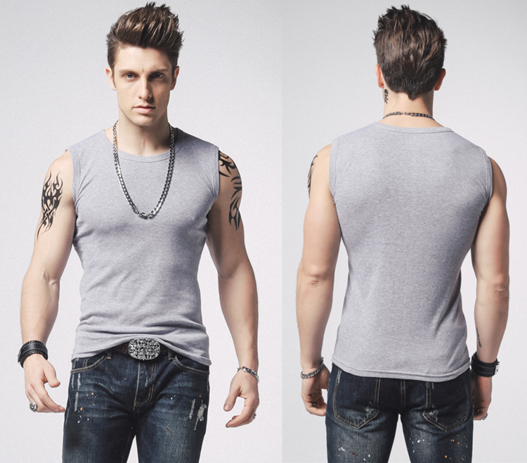 1575180148522892.jpg 男士背心无袖t恤纯棉健身运动紧身打底砍袖宽肩夏季青年修身型(图18)