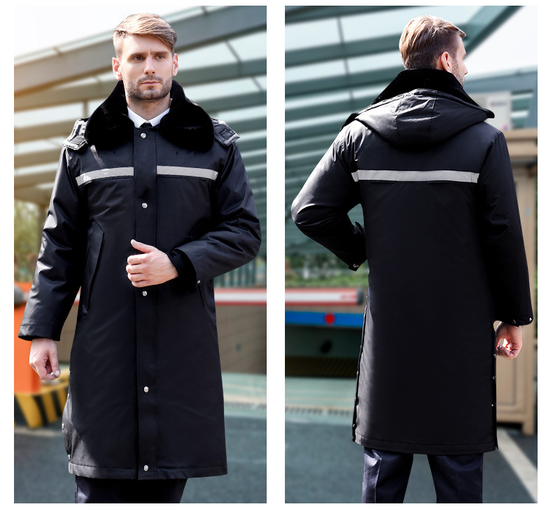 保安棉衣男冬季加厚工作服反光条棉服保安服冬装多功能大衣防寒服(图17)