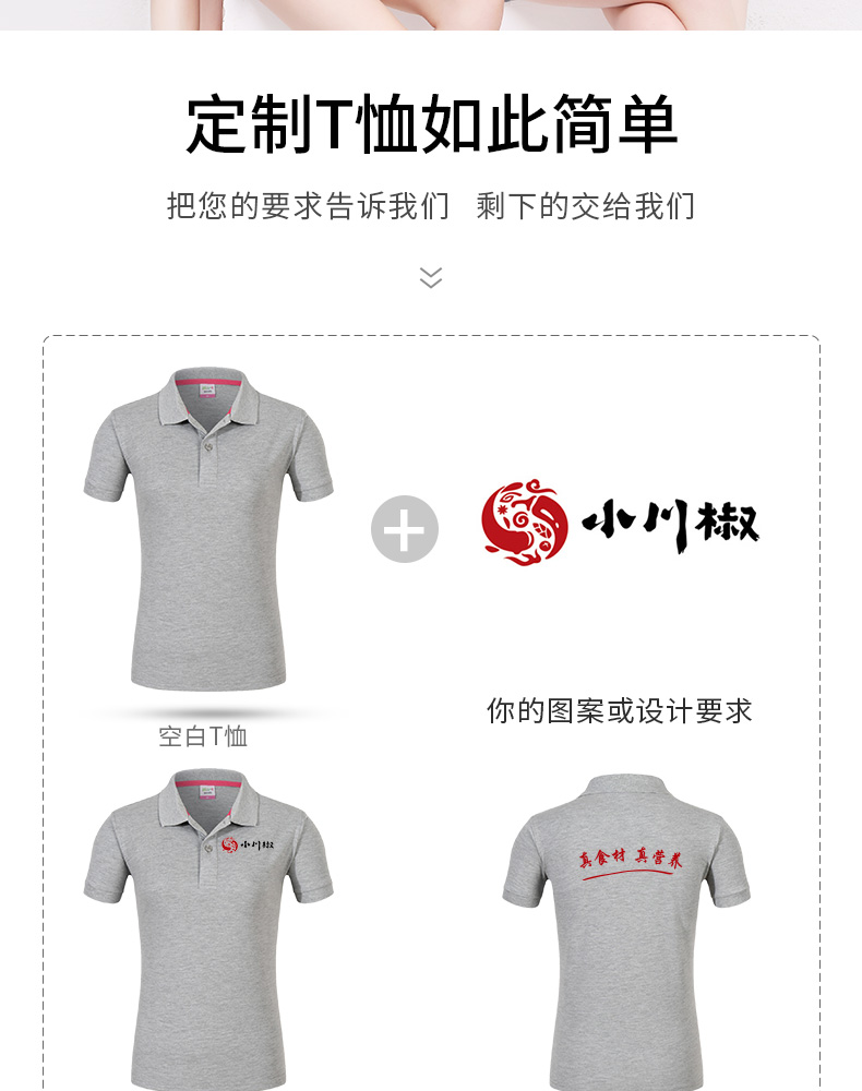 男士短袖t恤工作服春夏季男女装旅游团队服纯色polo衫团体服定制(图2)