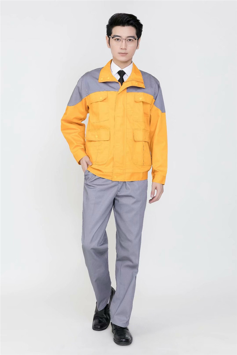 长袖拼色工作服套装男定制印字救援服劳保上衣汽修服工地车间(图10)