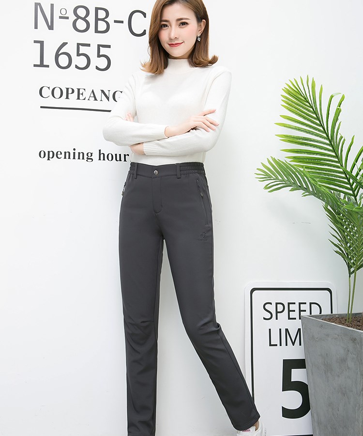 秋冬季户外抓绒软壳冲锋裤女加绒加厚防水防风寒滑雪裤男大码宽松(图9)