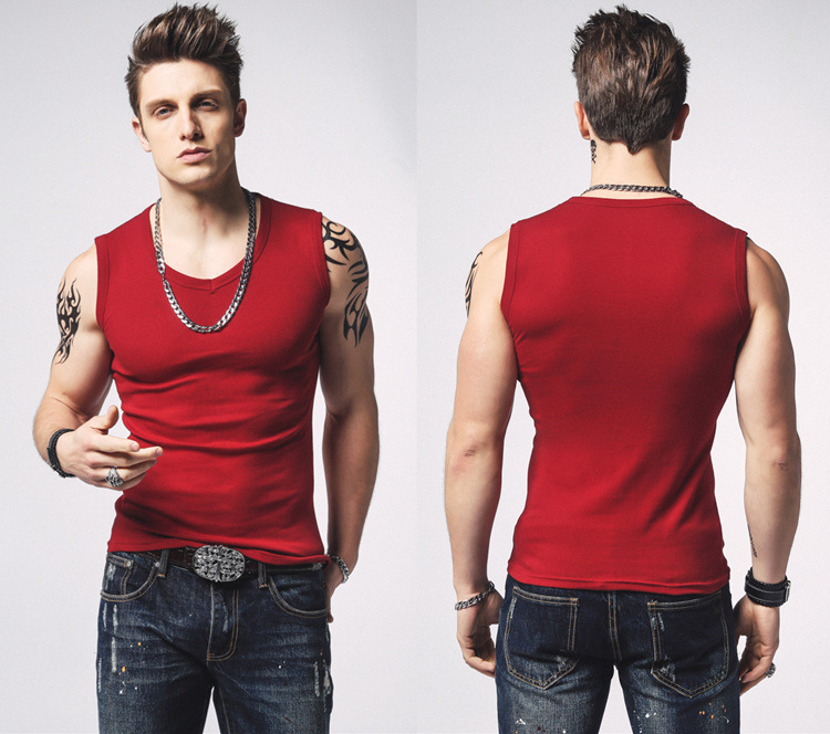 1575180149893824.jpg 男士背心无袖t恤纯棉健身运动紧身打底砍袖宽肩夏季青年修身型(图24)
