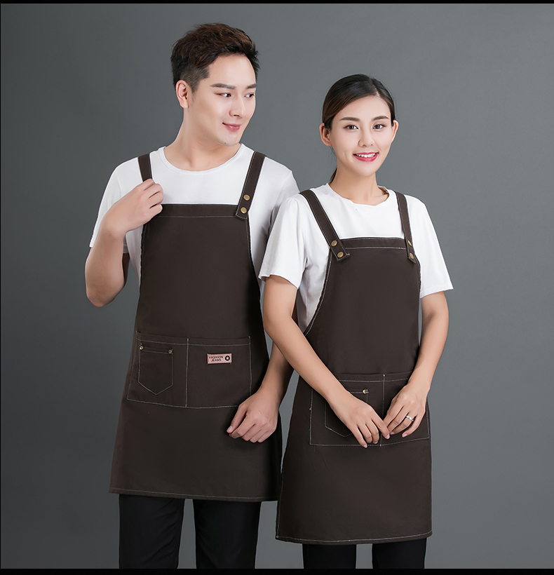 牛仔布料围裙定制logo咖啡店男女韩版时尚家用厨房理发店工作服(图16)