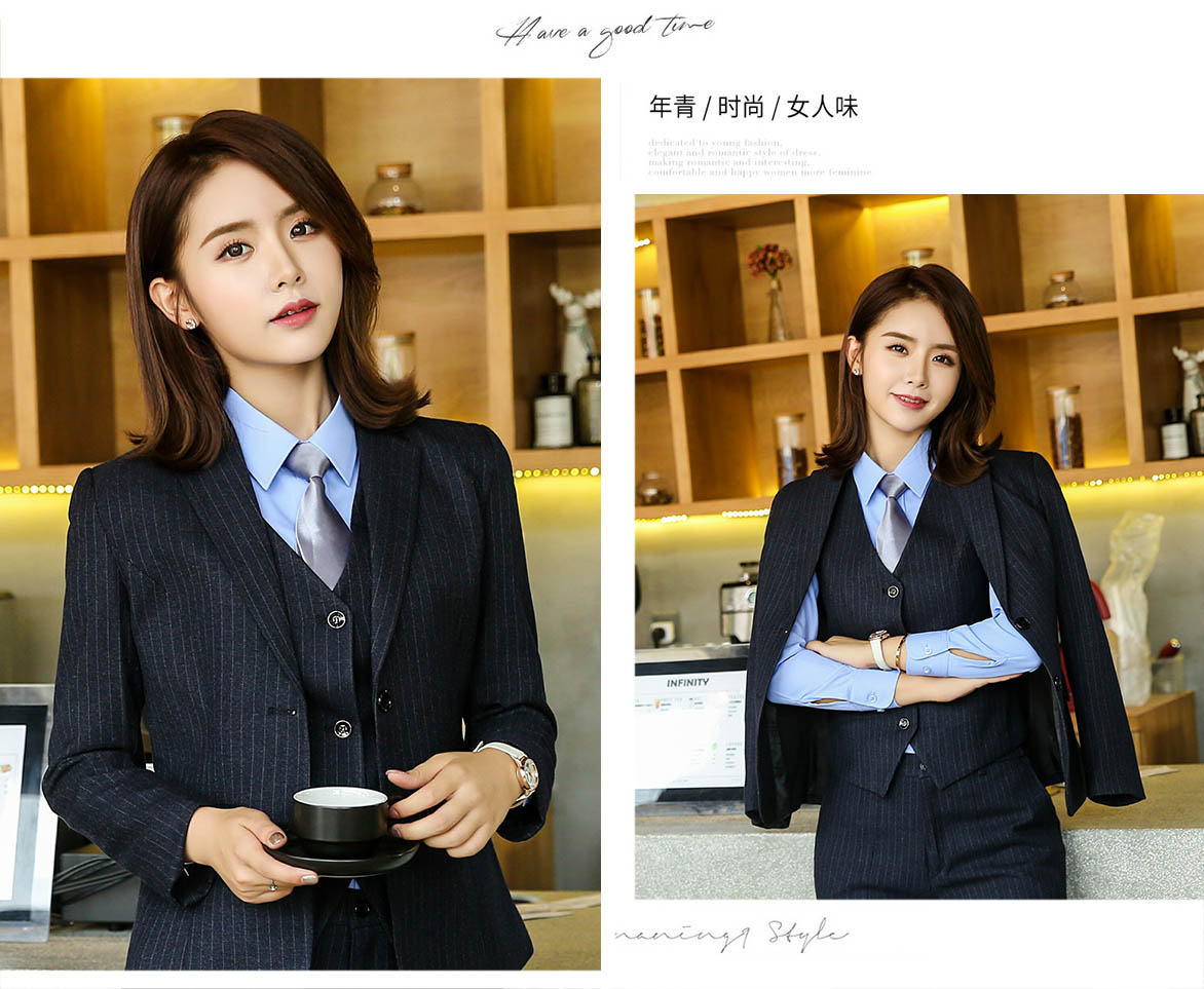 男女西装套装1111#条纹黑底（仿毛料）(图10)