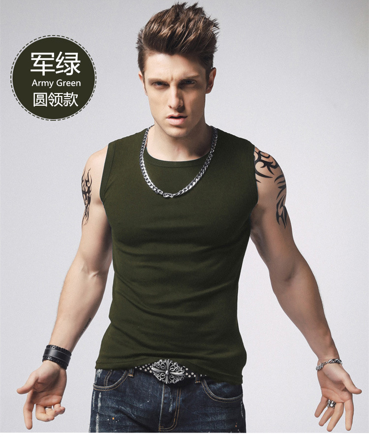 1575180148536265.jpg 男士背心无袖t恤纯棉健身运动紧身打底砍袖宽肩夏季青年修身型(图20)