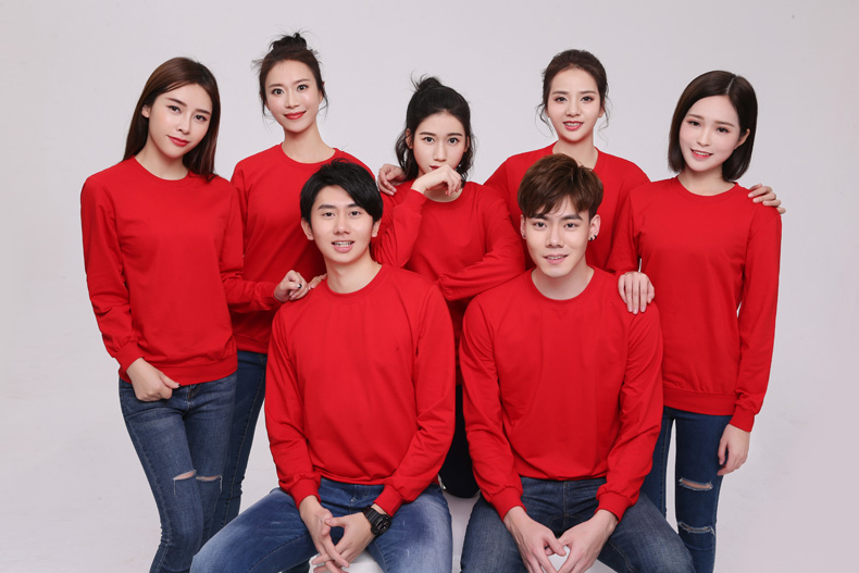 纯棉圆领卫衣工作服定制logo加厚企业文化衫定做无帽广告团体服装(图18)