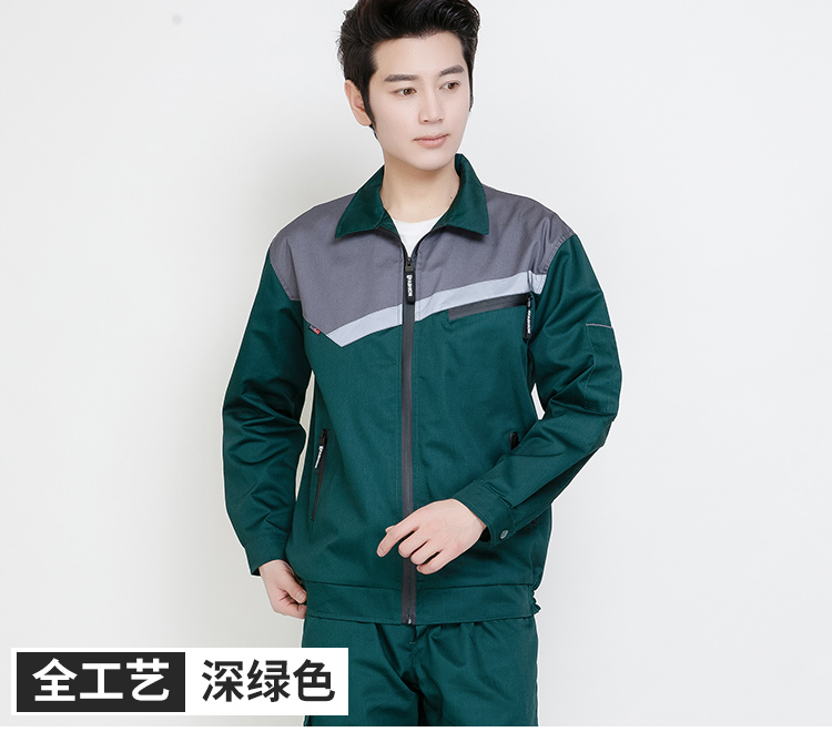 春秋长袖工作服套装男女反光条纯棉防烫耐磨劳保服冬防静电工作服(图19)