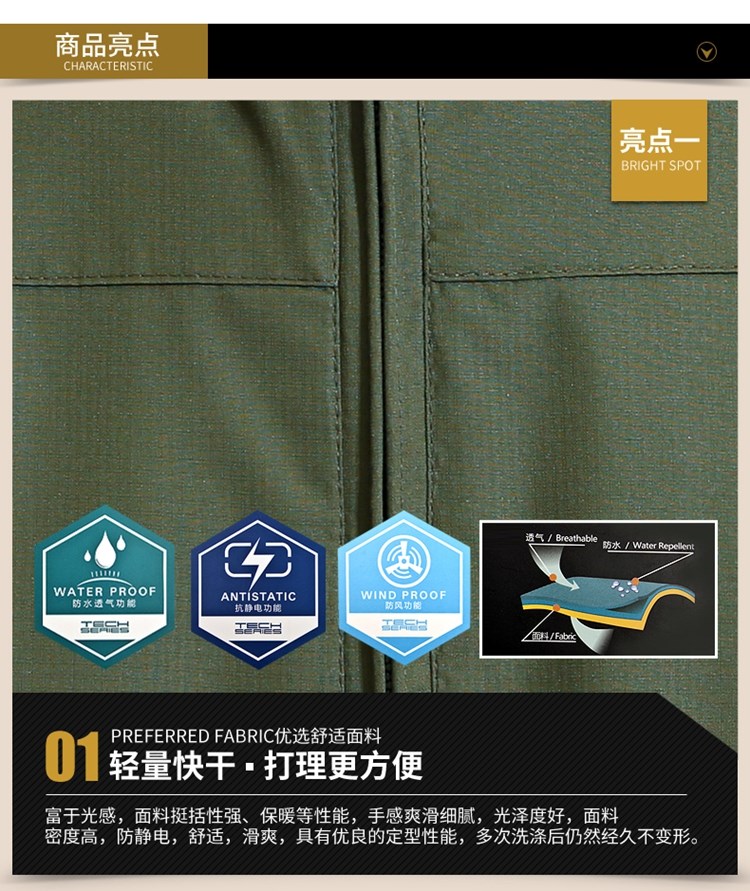 秋装男连帽风衣公司定制logo印字图片冲锋衣外套户外防风雨工作服(图9)