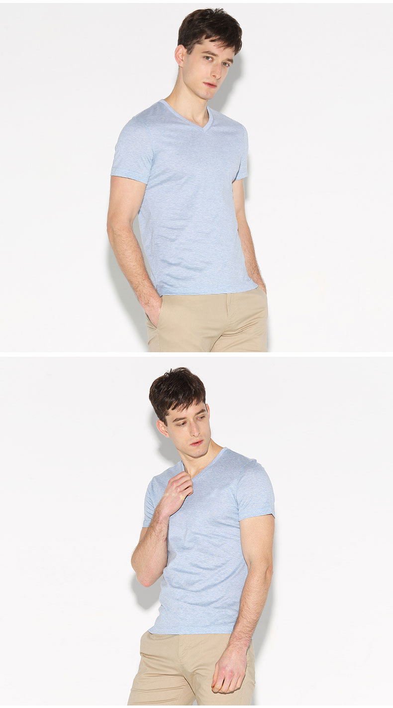 1575188770443419.jpg 男士休闲基础款V领短袖T恤修身男装上衣(图5)