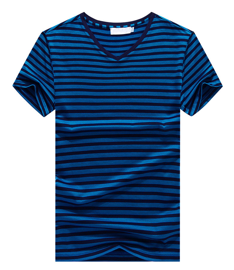 t恤男短袖V领条纹体恤新款夏季中年半袖男休闲爸爸装打底衫(图15)